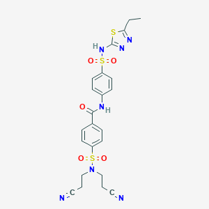 4-(N,N-bis(2-cyanoethyl)sulfamoyl)-N-(4-(N-(5-ethyl-1,3,4-thiadiazol-2-yl)sulfamoyl)phenyl)benzamide