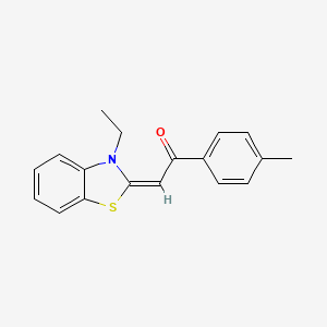 molecular formula C18H17NOS B3750344 2-(3-ethyl-1,3-benzothiazol-2(3H)-ylidene)-1-(4-methylphenyl)ethanone 