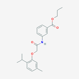 molecular formula C22H27NO4 B375035 Propyl 3-{[(2-isopropyl-5-methylphenoxy)acetyl]amino}benzoate 