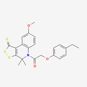 molecular formula C23H23NO3S3 B3750359 5-[(4-ethylphenoxy)acetyl]-8-methoxy-4,4-dimethyl-4,5-dihydro-1H-[1,2]dithiolo[3,4-c]quinoline-1-thione 