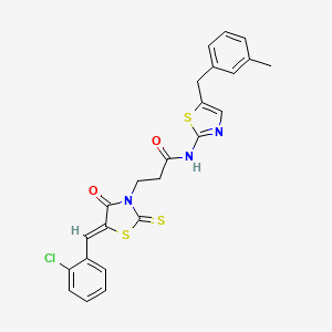 molecular formula C24H20ClN3O2S3 B3750362 3-[5-(2-chlorobenzylidene)-4-oxo-2-thioxo-1,3-thiazolidin-3-yl]-N-[5-(3-methylbenzyl)-1,3-thiazol-2-yl]propanamide 