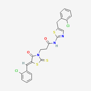 molecular formula C23H17Cl2N3O2S3 B3750369 3-[5-(2-chlorobenzylidene)-4-oxo-2-thioxo-1,3-thiazolidin-3-yl]-N-[5-(2-chlorobenzyl)-1,3-thiazol-2-yl]propanamide 