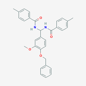 molecular formula C31H30N2O4 B375039 N-{[4-(benzyloxy)-3-methoxyphenyl][(4-methylbenzoyl)amino]methyl}-4-methylbenzamide 