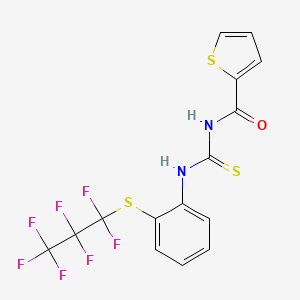 molecular formula C15H9F7N2OS3 B3750453 N-[({2-[(heptafluoropropyl)thio]phenyl}amino)carbonothioyl]-2-thiophenecarboxamide 