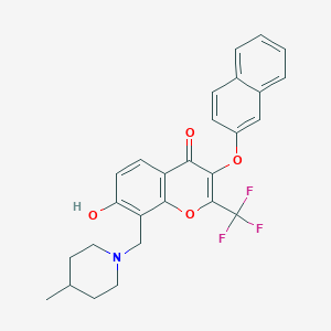molecular formula C27H24F3NO4 B375047 7-hydroxy-8-[(4-methyl-1-piperidinyl)methyl]-3-(2-naphthyloxy)-2-(trifluoromethyl)-4H-chromen-4-one CAS No. 383904-30-1