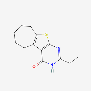 molecular formula C13H16N2OS B3750481 2-ethyl-3,5,6,7,8,9-hexahydro-4H-cyclohepta[4,5]thieno[2,3-d]pyrimidin-4-one 