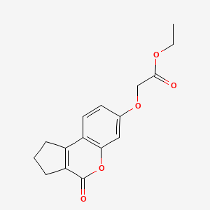 molecular formula C16H16O5 B3750486 乙酸[（4-氧代-1,2,3,4-四氢环戊并[c]色满-7-基）氧基]乙酯 