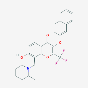 7-hydroxy-8-[(2-methyl-1-piperidinyl)methyl]-3-(2-naphthyloxy)-2-(trifluoromethyl)-4H-chromen-4-one