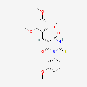 molecular formula C21H20N2O6S B3750524 1-(3-methoxyphenyl)-2-thioxo-5-(2,4,6-trimethoxybenzylidene)dihydro-4,6(1H,5H)-pyrimidinedione 