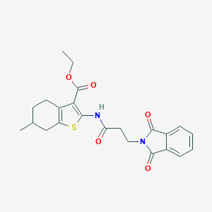 molecular formula C23H24N2O5S B375053 ethyl 2-{[3-(1,3-dioxo-1,3-dihydro-2H-isoindol-2-yl)propanoyl]amino}-6-methyl-4,5,6,7-tetrahydro-1-benzothiophene-3-carboxylate 