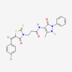 molecular formula C24H21ClN4O3S2 B3750531 3-[5-(4-chlorobenzylidene)-4-oxo-2-thioxo-1,3-thiazolidin-3-yl]-N-(1,5-dimethyl-3-oxo-2-phenyl-2,3-dihydro-1H-pyrazol-4-yl)propanamide 