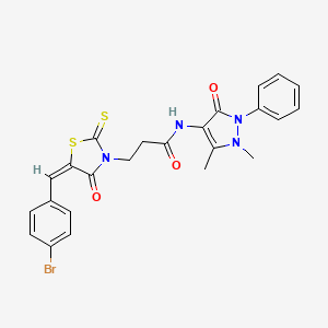 molecular formula C24H21BrN4O3S2 B3750535 3-[5-(4-bromobenzylidene)-4-oxo-2-thioxo-1,3-thiazolidin-3-yl]-N-(1,5-dimethyl-3-oxo-2-phenyl-2,3-dihydro-1H-pyrazol-4-yl)propanamide 