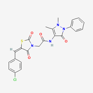 molecular formula C23H19ClN4O4S B3750538 2-[5-(4-chlorobenzylidene)-2,4-dioxo-1,3-thiazolidin-3-yl]-N-(1,5-dimethyl-3-oxo-2-phenyl-2,3-dihydro-1H-pyrazol-4-yl)acetamide 