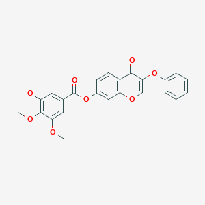 molecular formula C26H22O8 B375054 3-(3-methylphenoxy)-4-oxo-4H-chromen-7-yl 3,4,5-trimethoxybenzoate 