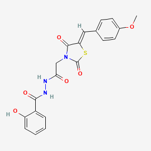 molecular formula C20H17N3O6S B3750542 2-hydroxy-N'-{[5-(4-methoxybenzylidene)-2,4-dioxo-1,3-thiazolidin-3-yl]acetyl}benzohydrazide 