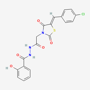 molecular formula C19H14ClN3O5S B3750548 N'-{[5-(4-chlorobenzylidene)-2,4-dioxo-1,3-thiazolidin-3-yl]acetyl}-2-hydroxybenzohydrazide 