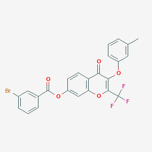 molecular formula C24H14BrF3O5 B375055 3-(3-methylphenoxy)-4-oxo-2-(trifluoromethyl)-4H-chromen-7-yl 3-bromobenzoate CAS No. 316125-98-1