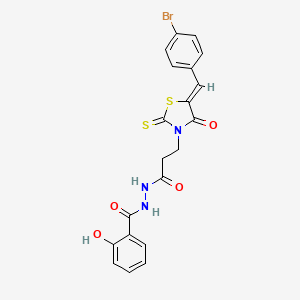 molecular formula C20H16BrN3O4S2 B3750555 N'-{3-[5-(4-bromobenzylidene)-4-oxo-2-thioxo-1,3-thiazolidin-3-yl]propanoyl}-2-hydroxybenzohydrazide 