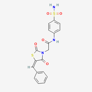 molecular formula C18H15N3O5S2 B3750562 N-[4-(aminosulfonyl)phenyl]-2-(5-benzylidene-2,4-dioxo-1,3-thiazolidin-3-yl)acetamide 