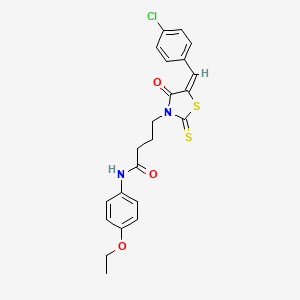 molecular formula C22H21ClN2O3S2 B3750614 4-[5-(4-chlorobenzylidene)-4-oxo-2-thioxo-1,3-thiazolidin-3-yl]-N-(4-ethoxyphenyl)butanamide 