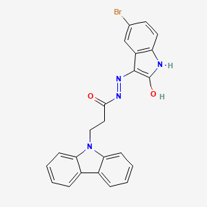 molecular formula C23H17BrN4O2 B3750633 N'-(5-bromo-2-oxo-1,2-dihydro-3H-indol-3-ylidene)-3-(9H-carbazol-9-yl)propanohydrazide 
