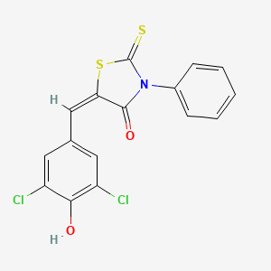 molecular formula C16H9Cl2NO2S2 B3750642 5-(3,5-dichloro-4-hydroxybenzylidene)-3-phenyl-2-thioxo-1,3-thiazolidin-4-one 