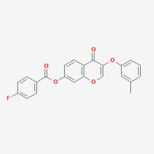 3-(3-methylphenoxy)-4-oxo-4H-chromen-7-yl 4-fluorobenzoate