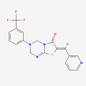 molecular formula C18H13F3N4OS B3750653 7-(3-pyridinylmethylene)-3-[3-(trifluoromethyl)phenyl]-3,4-dihydro-2H-[1,3]thiazolo[3,2-a][1,3,5]triazin-6(7H)-one 