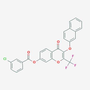 molecular formula C27H14ClF3O5 B375068 3-(2-naphthyloxy)-4-oxo-2-(trifluoromethyl)-4H-chromen-7-yl 3-chlorobenzoate 
