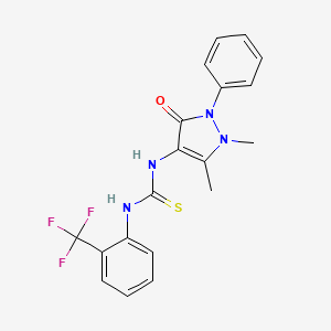 molecular formula C19H17F3N4OS B3750698 N-(1,5-dimethyl-3-oxo-2-phenyl-2,3-dihydro-1H-pyrazol-4-yl)-N'-[2-(trifluoromethyl)phenyl]thiourea 