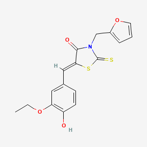 molecular formula C17H15NO4S2 B3750702 5-(3-ethoxy-4-hydroxybenzylidene)-3-(2-furylmethyl)-2-thioxo-1,3-thiazolidin-4-one 