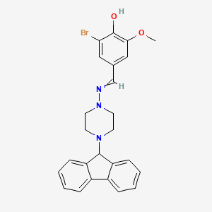molecular formula C25H24BrN3O2 B3750705 2-bromo-4-({[4-(9H-fluoren-9-yl)-1-piperazinyl]imino}methyl)-6-methoxyphenol 
