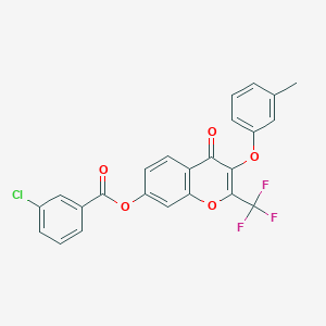molecular formula C24H14ClF3O5 B375071 3-(3-methylphenoxy)-4-oxo-2-(trifluoromethyl)-4H-chromen-7-yl 3-chlorobenzoate 