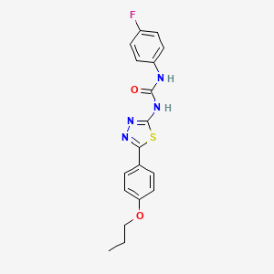 molecular formula C18H17FN4O2S B3750712 N-(4-fluorophenyl)-N'-[5-(4-propoxyphenyl)-1,3,4-thiadiazol-2-yl]urea 