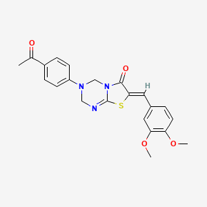 molecular formula C22H21N3O4S B3750729 3-(4-acetylphenyl)-7-(3,4-dimethoxybenzylidene)-3,4-dihydro-2H-[1,3]thiazolo[3,2-a][1,3,5]triazin-6(7H)-one 