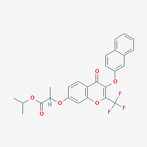 molecular formula C26H21F3O6 B375075 isopropyl 2-{[3-(2-naphthyloxy)-4-oxo-2-(trifluoromethyl)-4H-chromen-7-yl]oxy}propanoate 