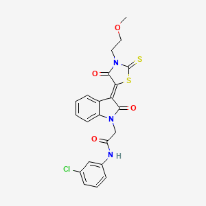 molecular formula C22H18ClN3O4S2 B3750787 N-(3-chlorophenyl)-2-{3-[3-(2-methoxyethyl)-4-oxo-2-thioxo-1,3-thiazolidin-5-ylidene]-2-oxo-2,3-dihydro-1H-indol-1-yl}acetamide 