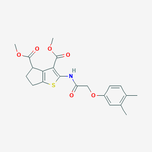molecular formula C21H23NO6S B375082 dimethyl 2-[[2-(3,4-dimethylphenoxy)acetyl]amino]-5,6-dihydro-4H-cyclopenta[b]thiophene-3,4-dicarboxylate CAS No. 370848-01-4