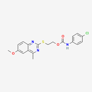 molecular formula C19H18ClN3O3S B3750849 2-[(6-methoxy-4-methyl-2-quinazolinyl)thio]ethyl (4-chlorophenyl)carbamate 