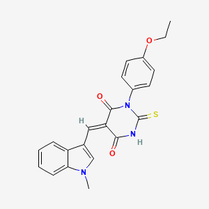 molecular formula C22H19N3O3S B3750858 1-(4-ethoxyphenyl)-5-[(1-methyl-1H-indol-3-yl)methylene]-2-thioxodihydro-4,6(1H,5H)-pyrimidinedione 