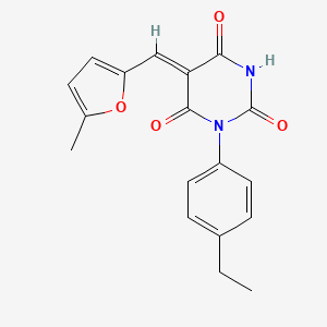 molecular formula C18H16N2O4 B3750864 1-(4-ethylphenyl)-5-[(5-methyl-2-furyl)methylene]-2,4,6(1H,3H,5H)-pyrimidinetrione 