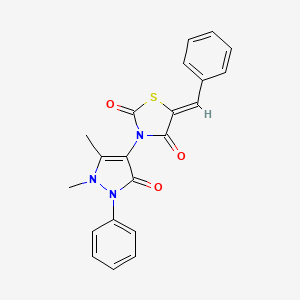 molecular formula C21H17N3O3S B3750871 5-亚苄基-3-(1,5-二甲基-3-氧代-2-苯基-2,3-二氢-1H-吡唑-4-基)-1,3-噻唑烷-2,4-二酮 