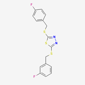 2-[(3-fluorobenzyl)thio]-5-[(4-fluorobenzyl)thio]-1,3,4-thiadiazole