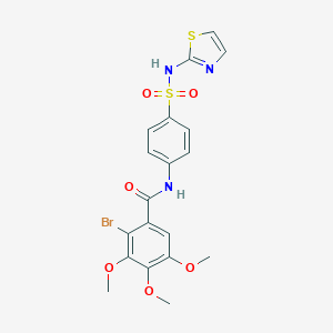 molecular formula C19H18BrN3O6S2 B375088 2-bromo-3,4,5-trimethoxy-N-[4-(1,3-thiazol-2-ylsulfamoyl)phenyl]benzamide 