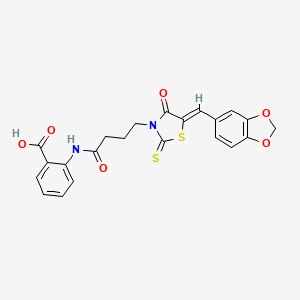 2-({4-[5-(1,3-benzodioxol-5-ylmethylene)-4-oxo-2-thioxo-1,3-thiazolidin-3-yl]butanoyl}amino)benzoic acid