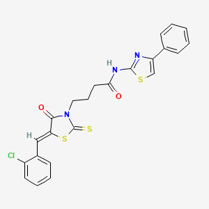 molecular formula C23H18ClN3O2S3 B3750906 4-[5-(2-chlorobenzylidene)-4-oxo-2-thioxo-1,3-thiazolidin-3-yl]-N-(4-phenyl-1,3-thiazol-2-yl)butanamide 