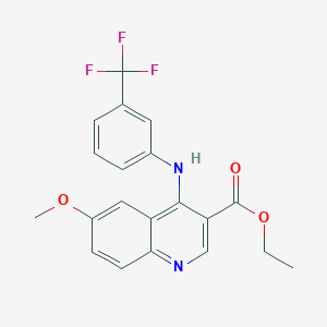 molecular formula C20H17F3N2O3 B375094 Ethyl 6-methoxy-4-{[3-(trifluoromethyl)phenyl]amino}quinoline-3-carboxylate CAS No. 369393-58-8