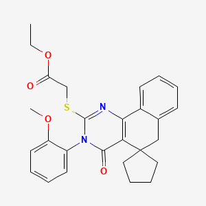 molecular formula C27H28N2O4S B3750970 ethyl {[3-(2-methoxyphenyl)-4-oxo-4,6-dihydro-3H-spiro[benzo[h]quinazoline-5,1'-cyclopentan]-2-yl]thio}acetate 