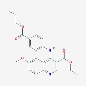 molecular formula C23H24N2O5 B375099 Ethyl 6-methoxy-4-{[4-(propoxycarbonyl)phenyl]amino}quinoline-3-carboxylate CAS No. 383896-58-0