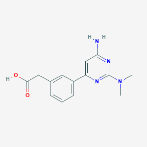 molecular formula C14H16N4O2 B3750997 {3-[6-amino-2-(dimethylamino)-4-pyrimidinyl]phenyl}acetic acid 